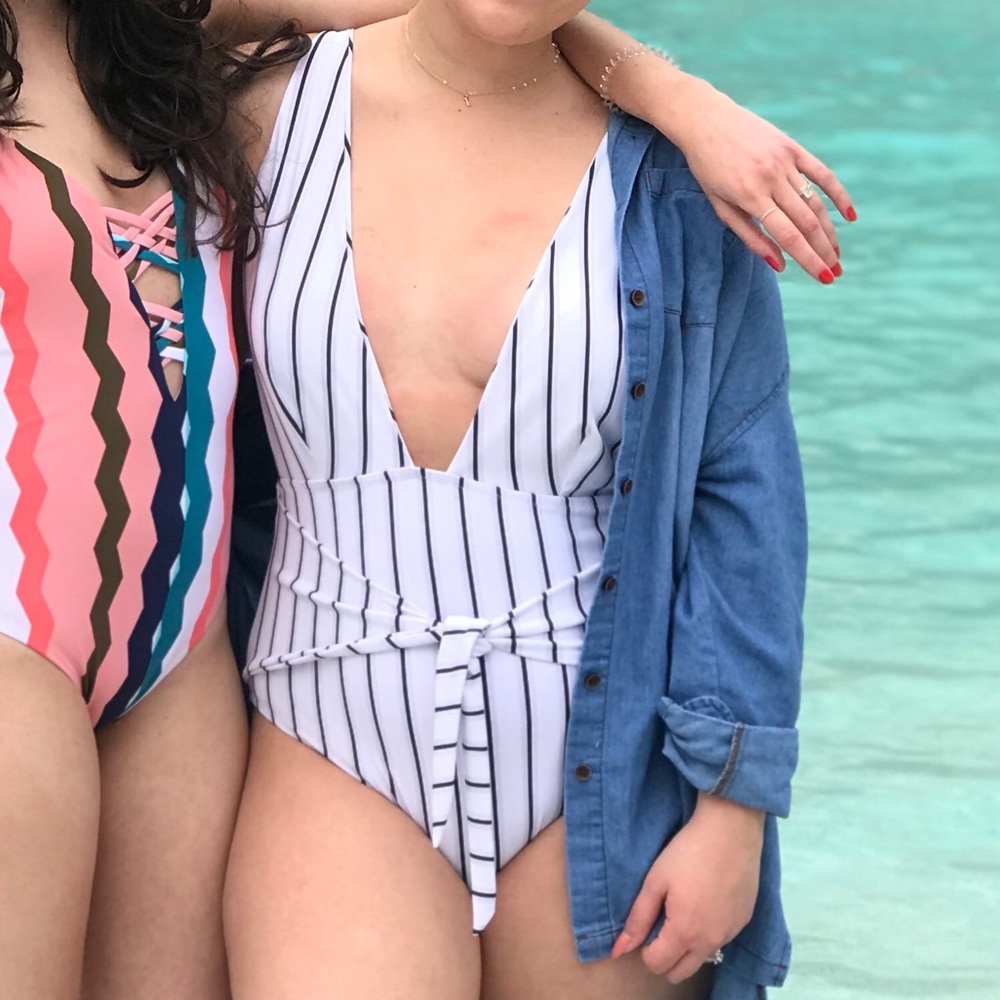 Striped One Piece Swimsuit